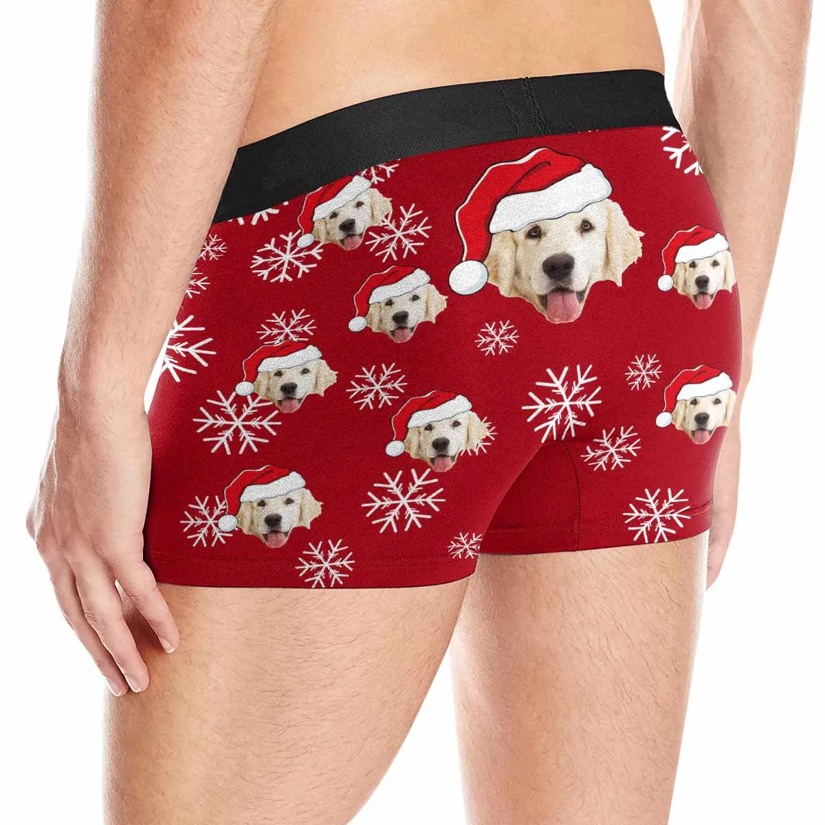 Custom Face Christmas Dog Men's Print Boxer Briefs Put Your Face on Underwear with Custom Image