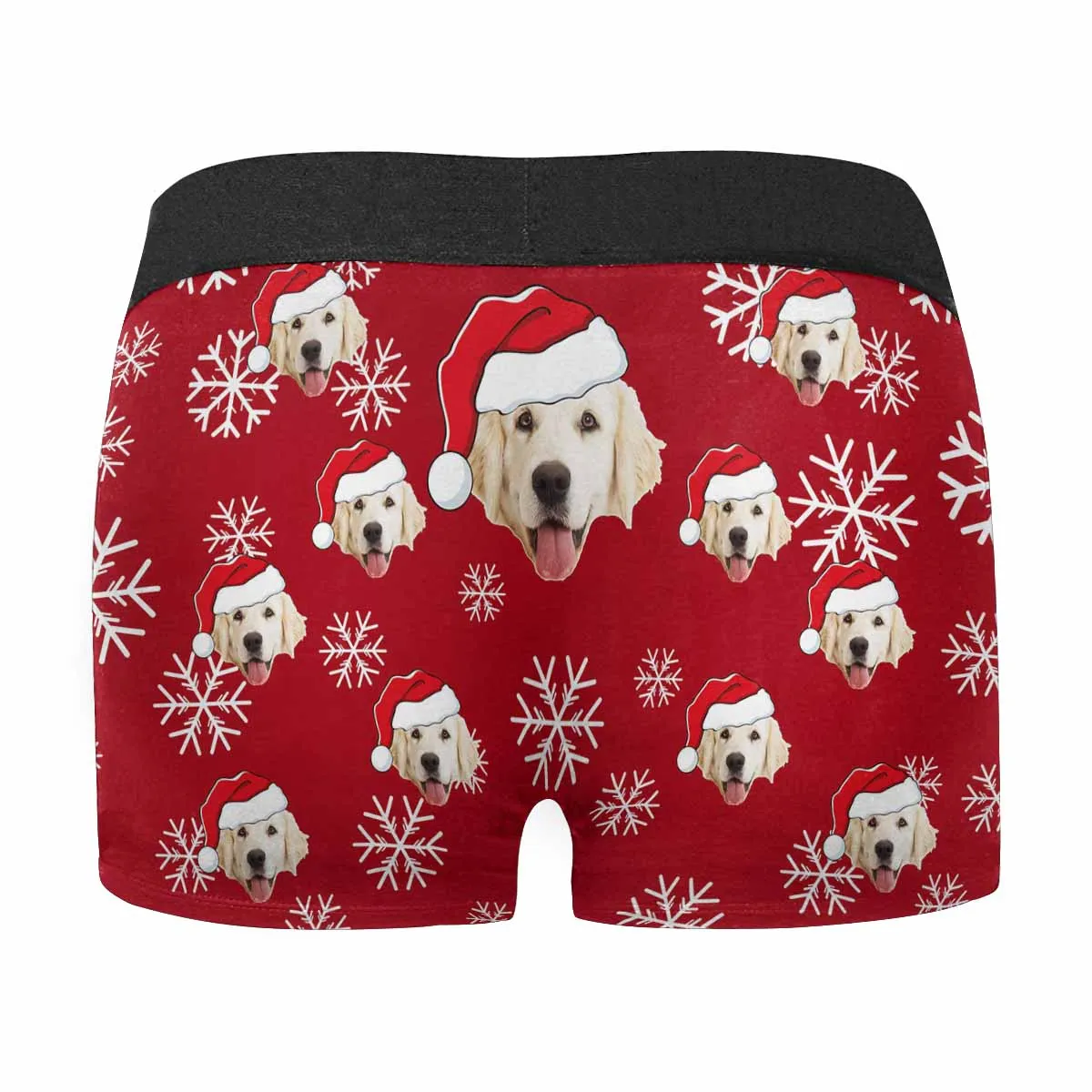 Custom Face Christmas Dog Men's Print Boxer Briefs Put Your Face on Underwear with Custom Image