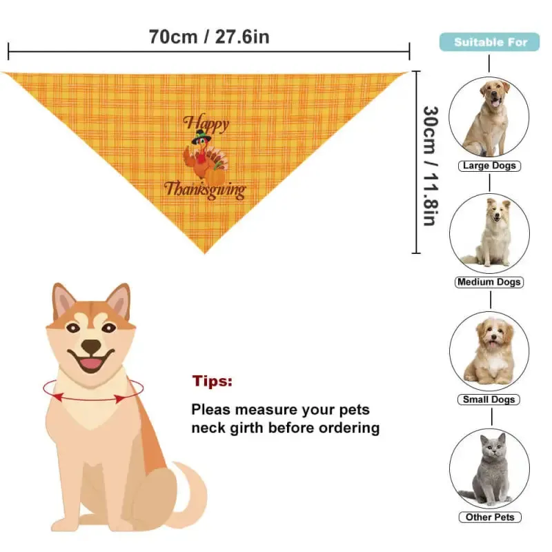 Cute Thanksgiving Pet Scarf for Dogs and Cats in Festive Style