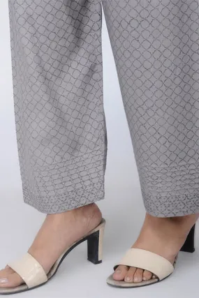 Dharan 'Printed Straight Pants' Grey Block Printed Pants