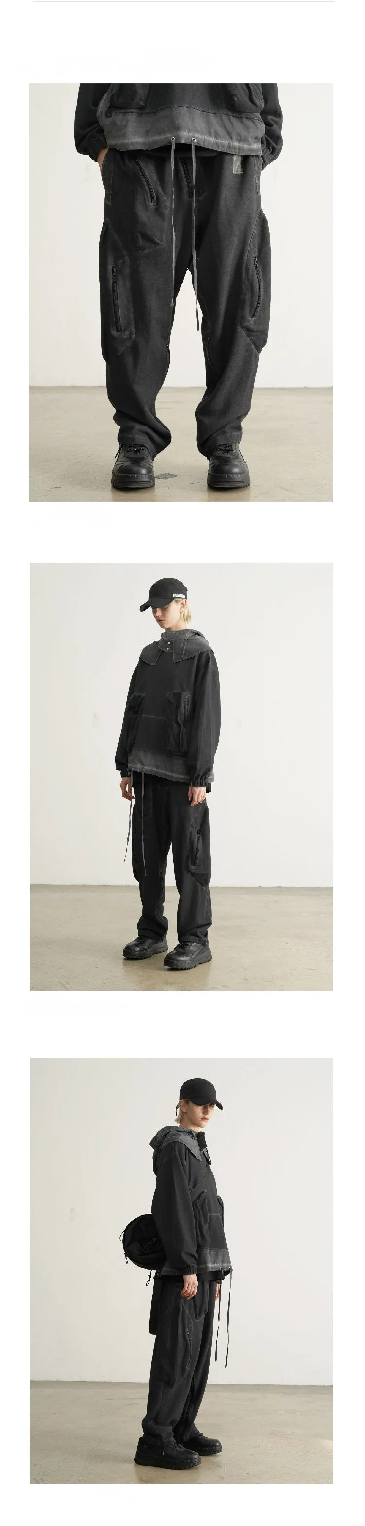 Dirty Dyed PMU Pants Zipper Trousers Jogger