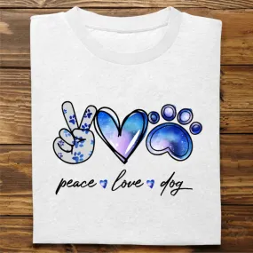 Dog Lovers - Peace Love & Paws - Personalized White Unisex T-Shirt (Ver 2)