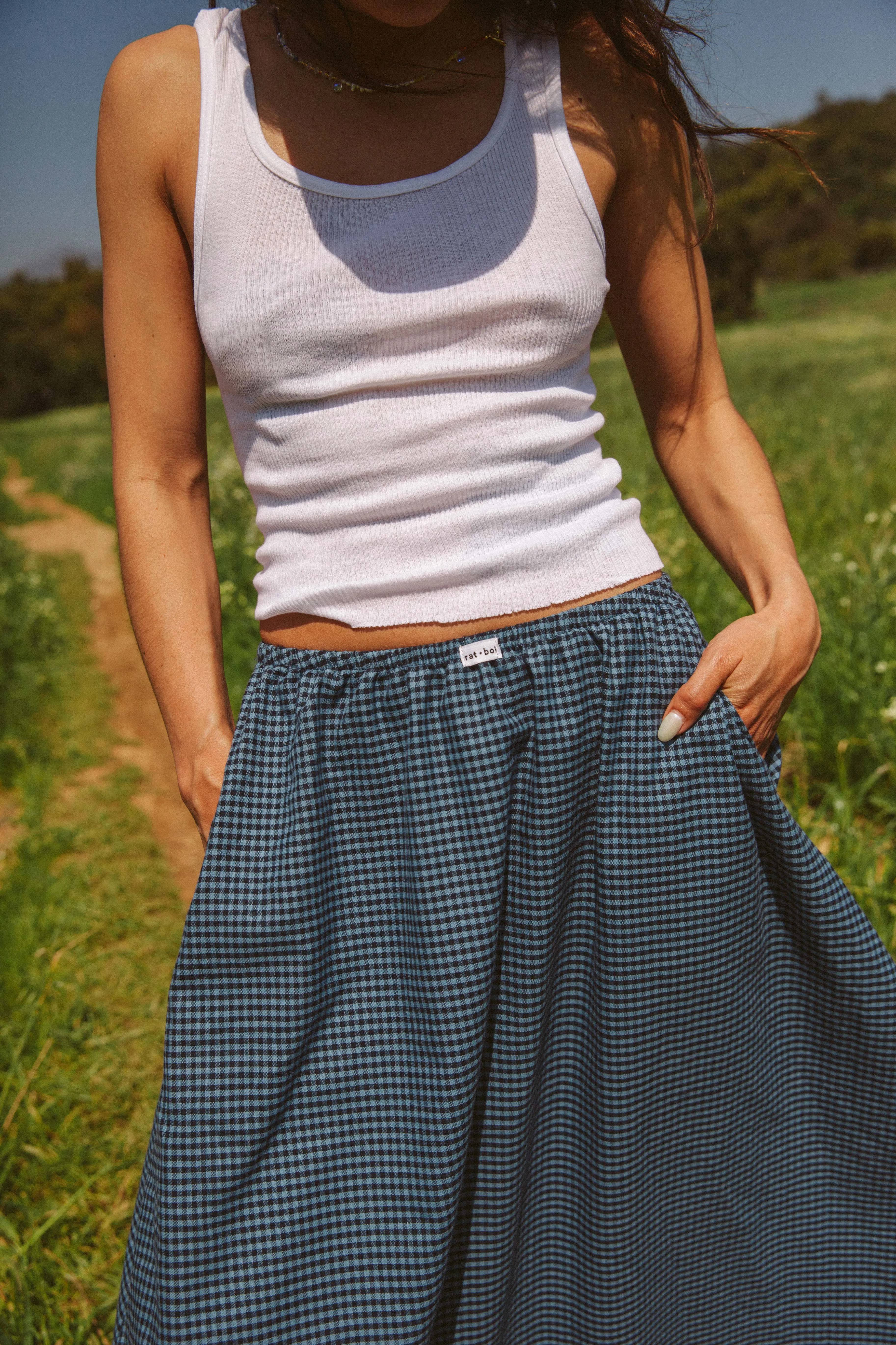 DREAM SKIRT IN FRENCH BLUE GINGHAM