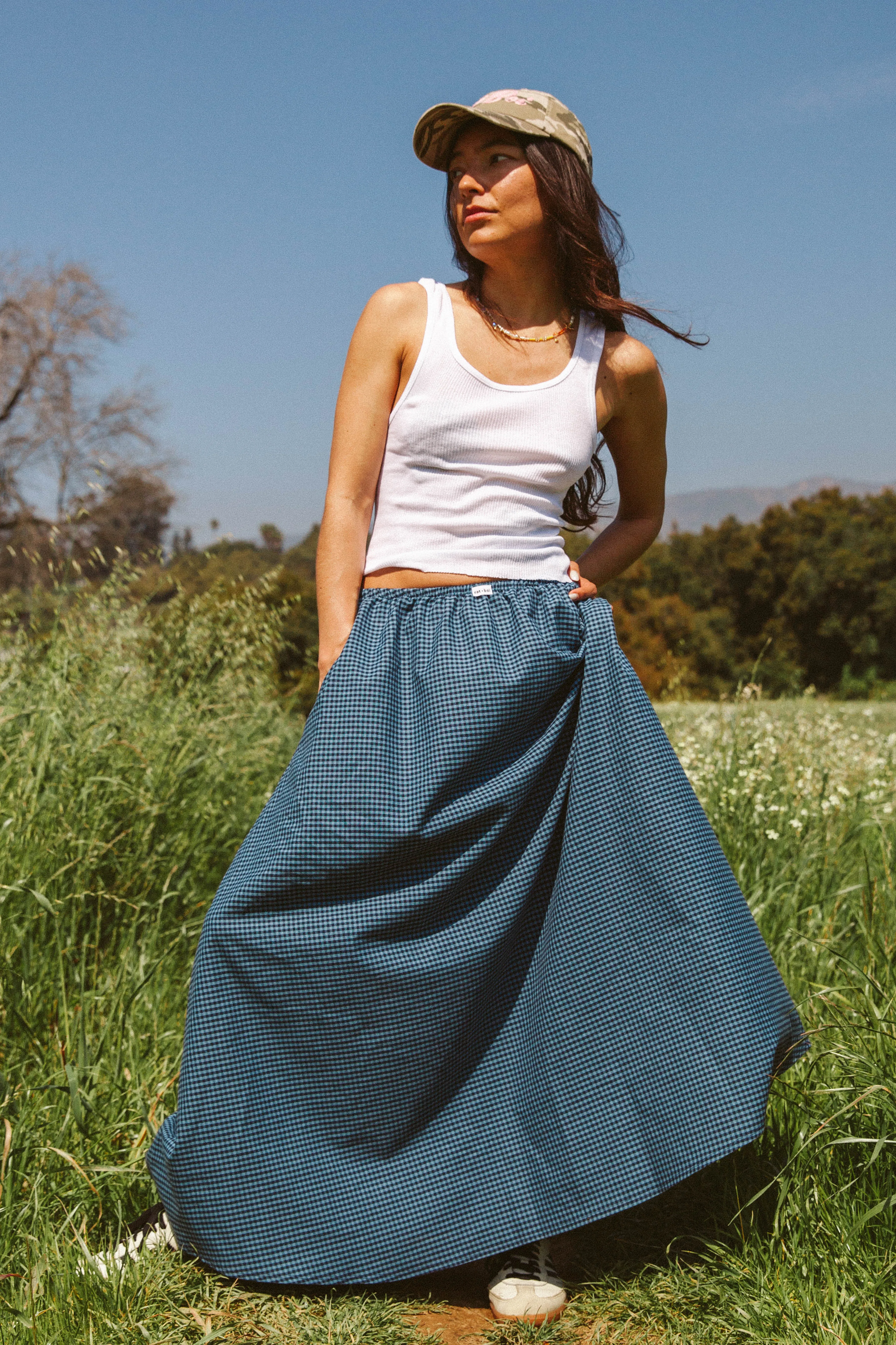 DREAM SKIRT IN FRENCH BLUE GINGHAM