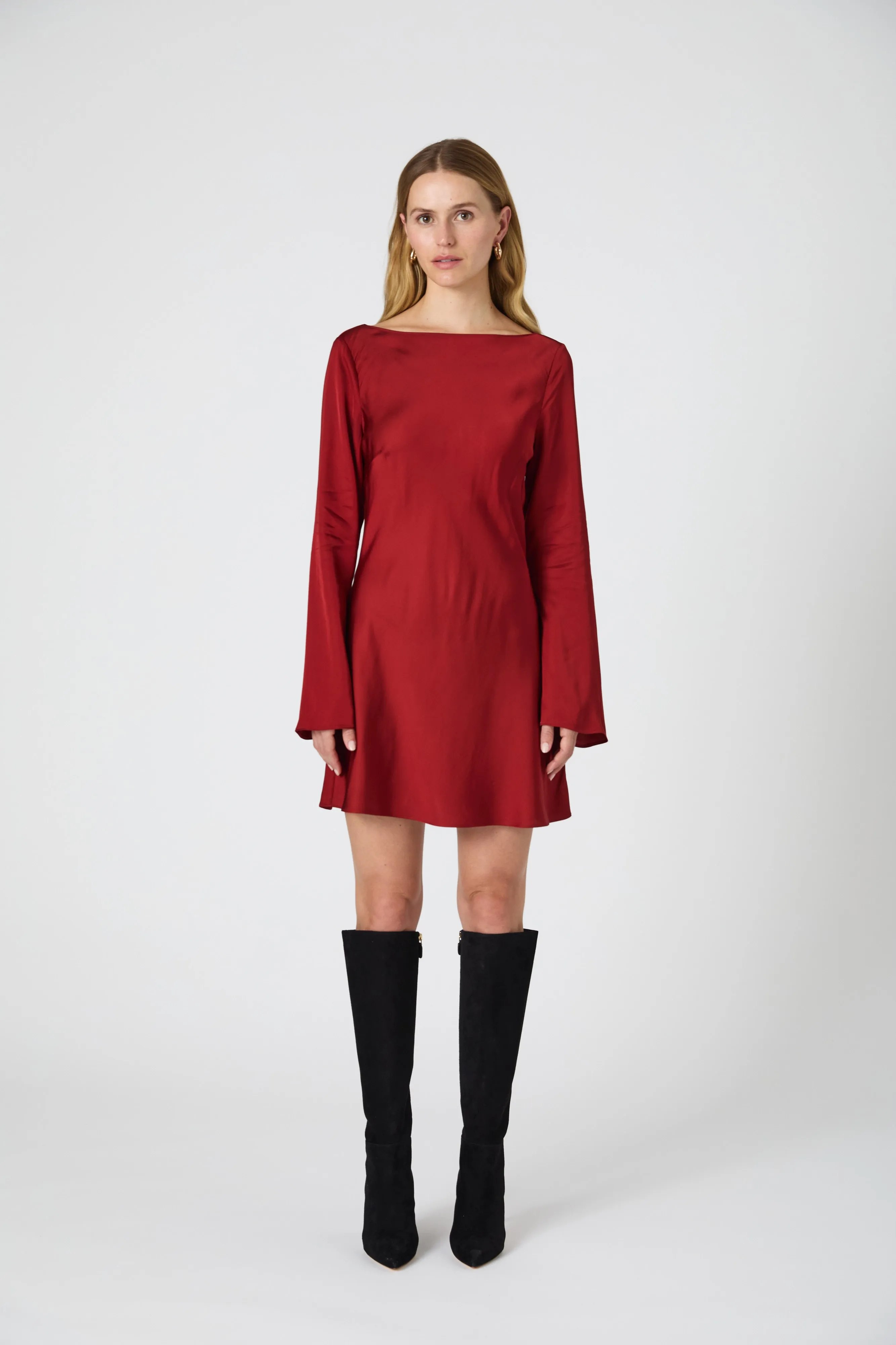 Ennis Satin Longsleeve Mini Dress