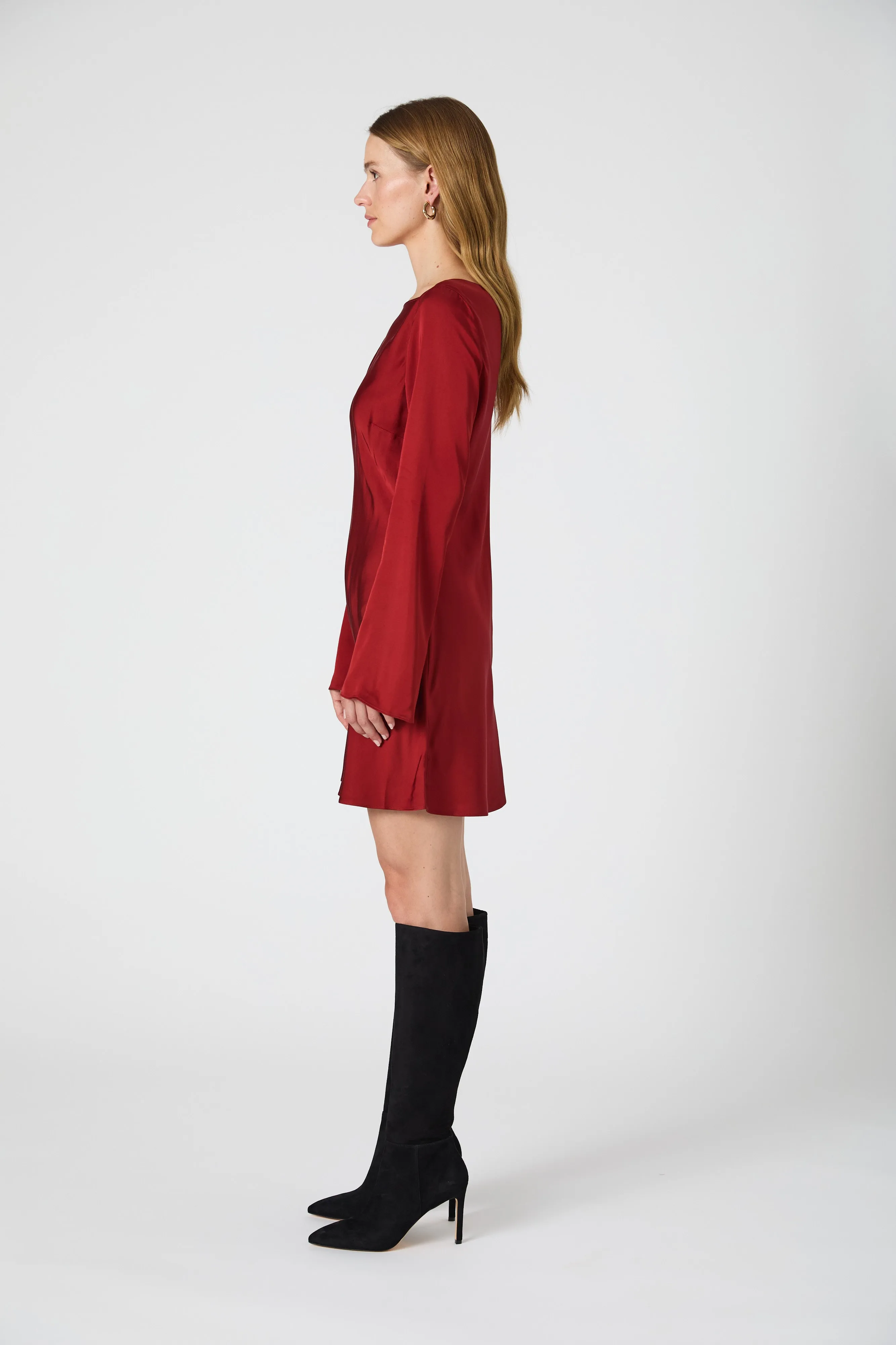 Ennis Satin Longsleeve Mini Dress