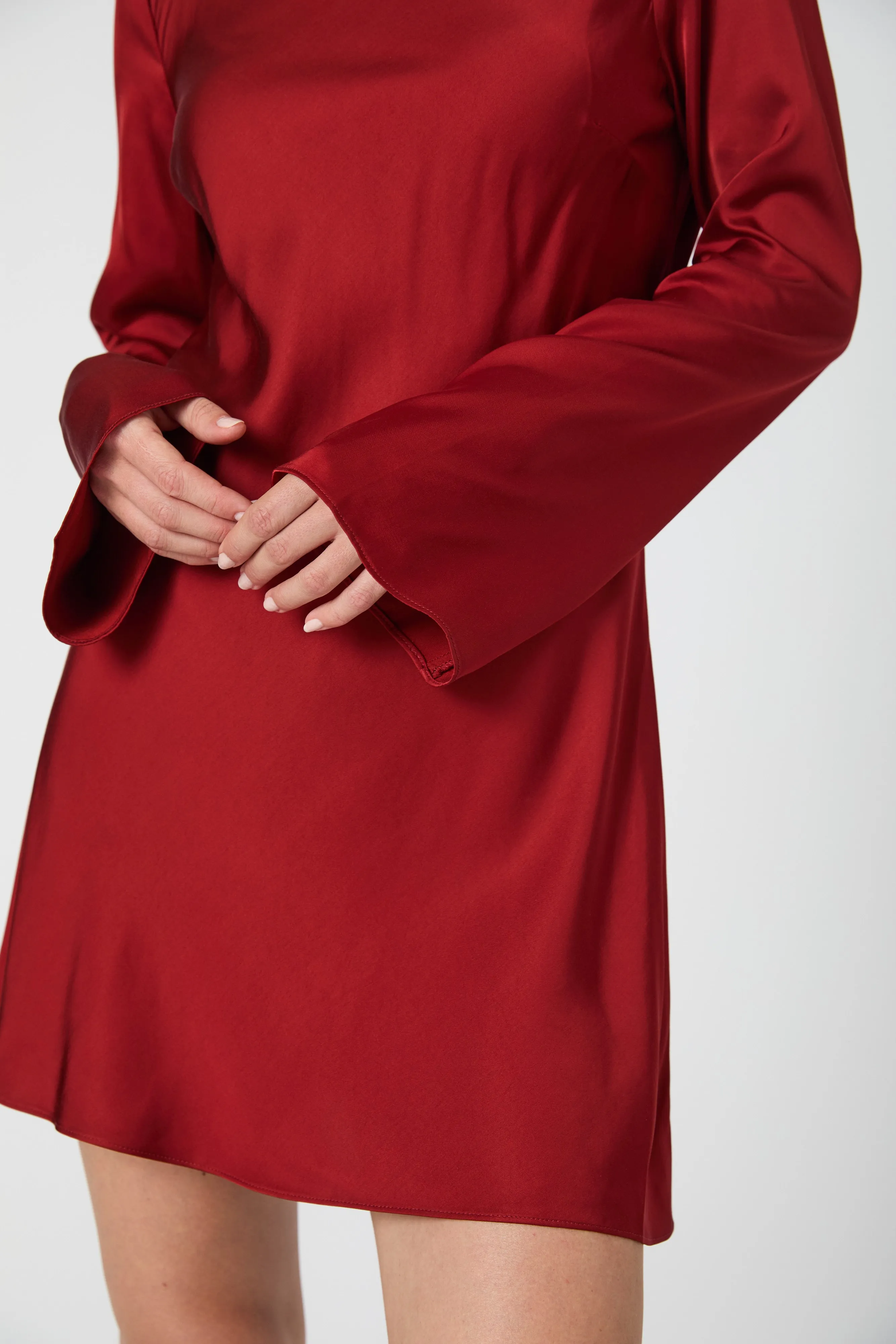 Ennis Satin Longsleeve Mini Dress