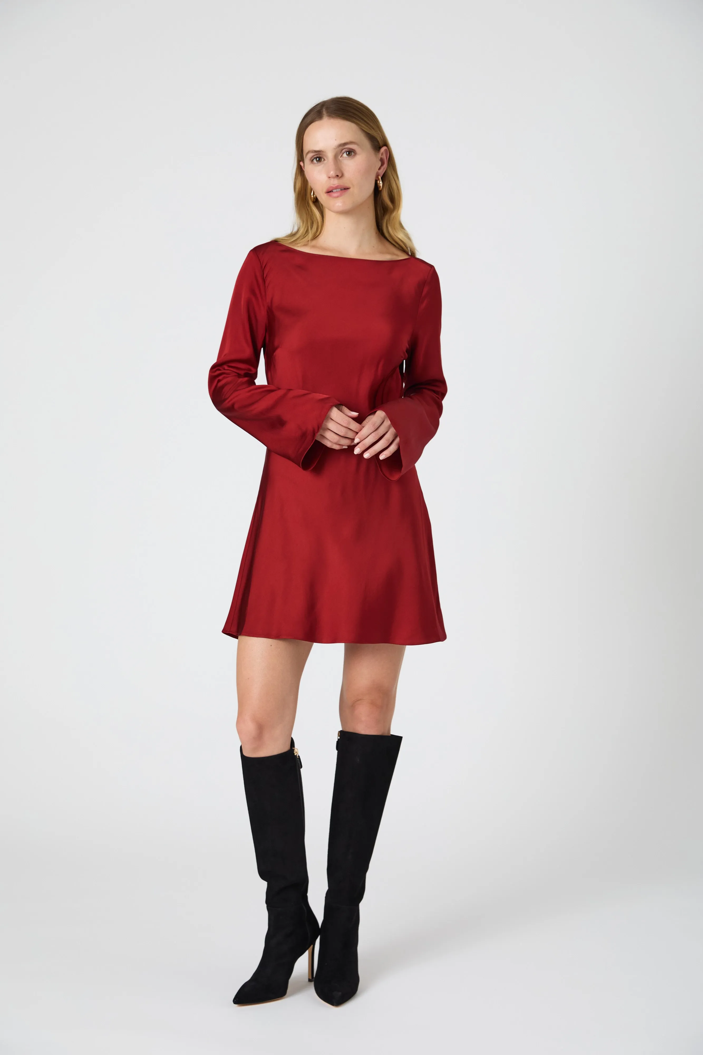 Ennis Satin Longsleeve Mini Dress