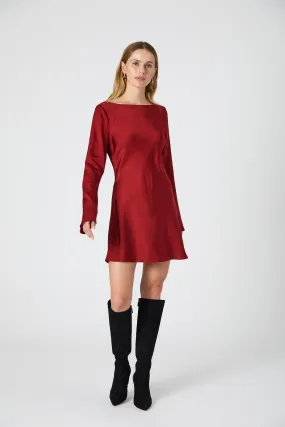 Ennis Satin Longsleeve Mini Dress