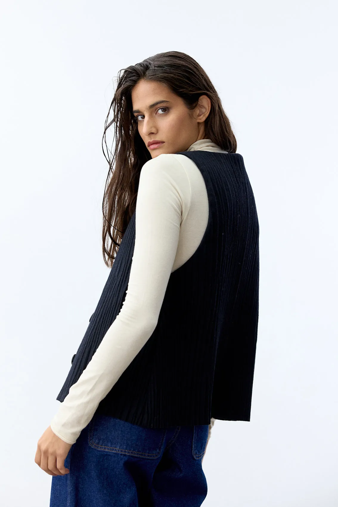 Essential Turtleneck Top Organic Pima Cotton - Hueso