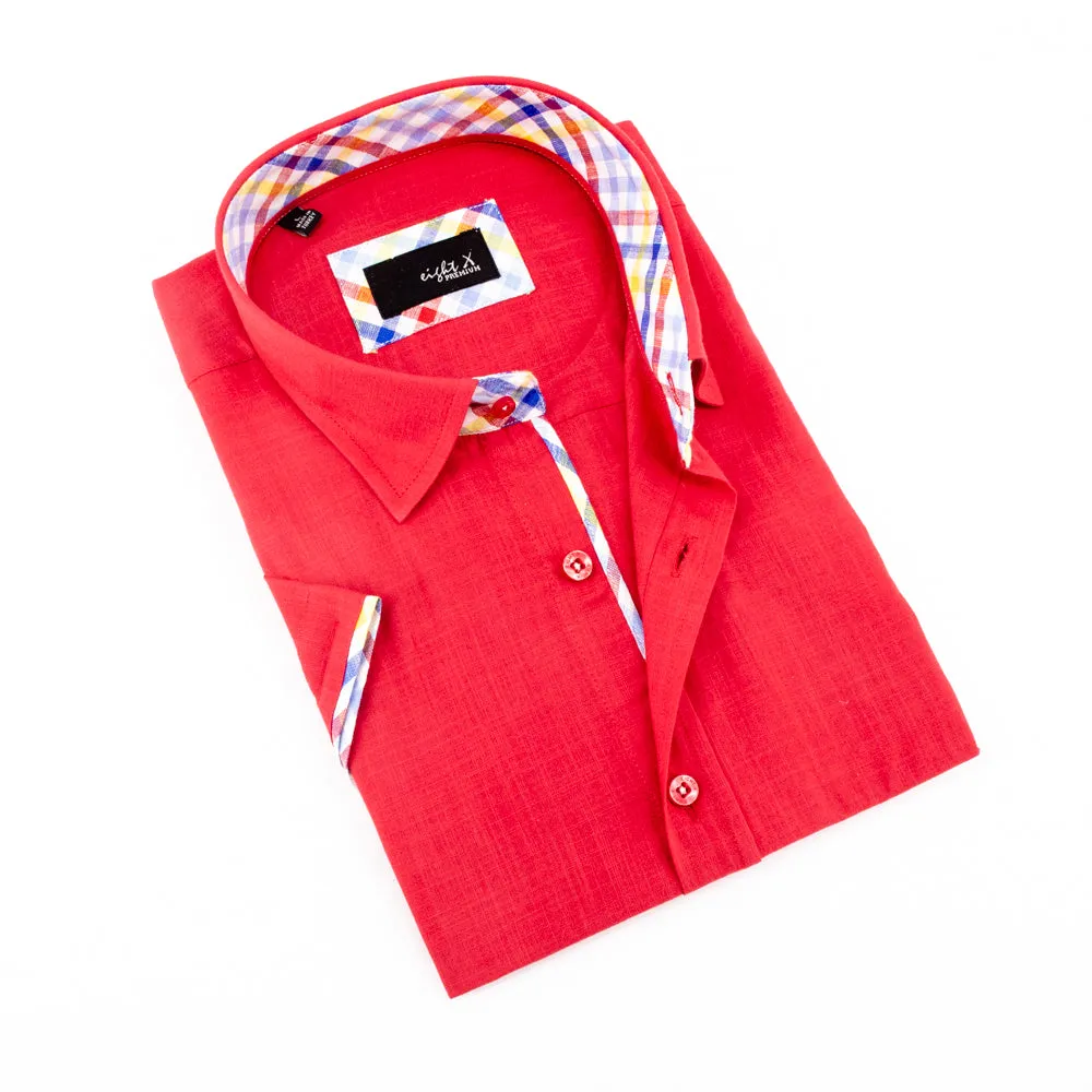 Feels Like Linen Red Short Sleeve Shirt