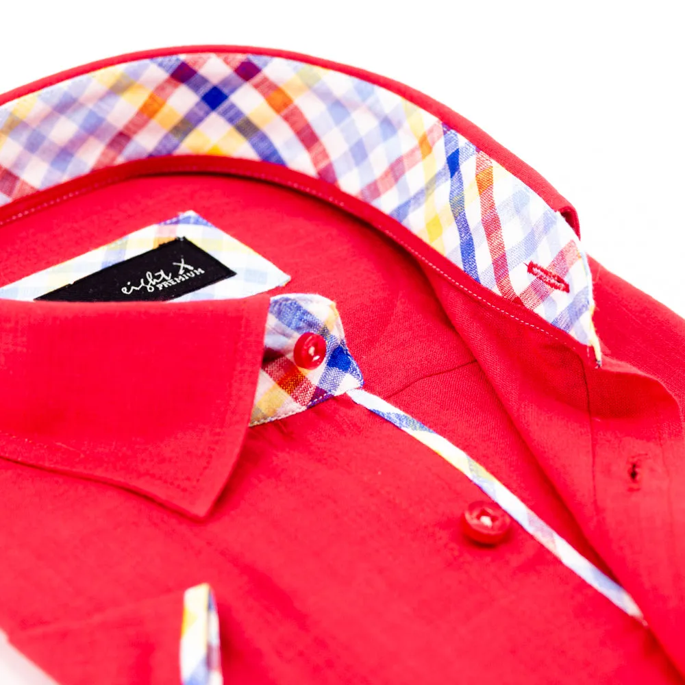 Feels Like Linen Red Short Sleeve Shirt