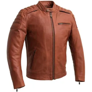 First Mfg Mens Crusader Vented Leather Motorcycle Jacket Size LARGE - Final Sale Ships Same Day