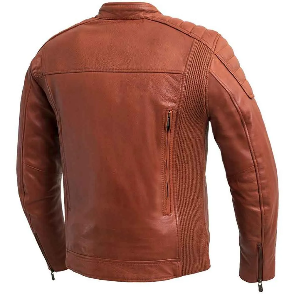 First Mfg Mens Crusader Vented Leather Motorcycle Jacket Size LARGE - Final Sale Ships Same Day