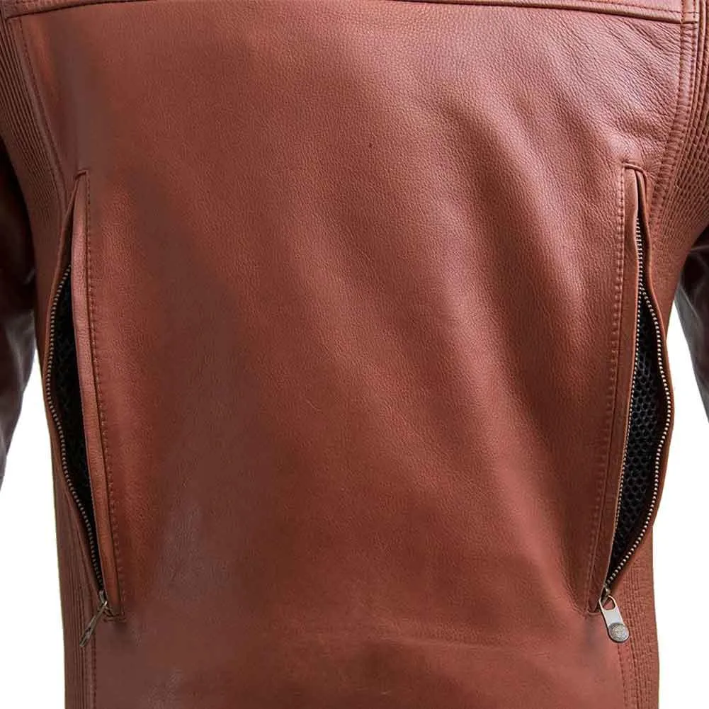 First Mfg Mens Crusader Vented Leather Motorcycle Jacket Size LARGE - Final Sale Ships Same Day