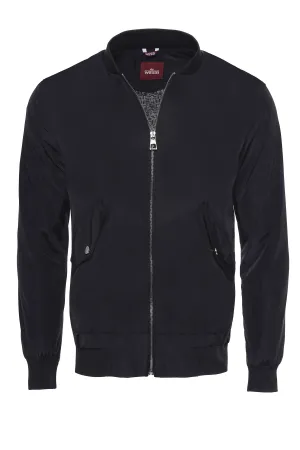 Flap Pockets Zippered Black Men Bomber Coat - Wessi