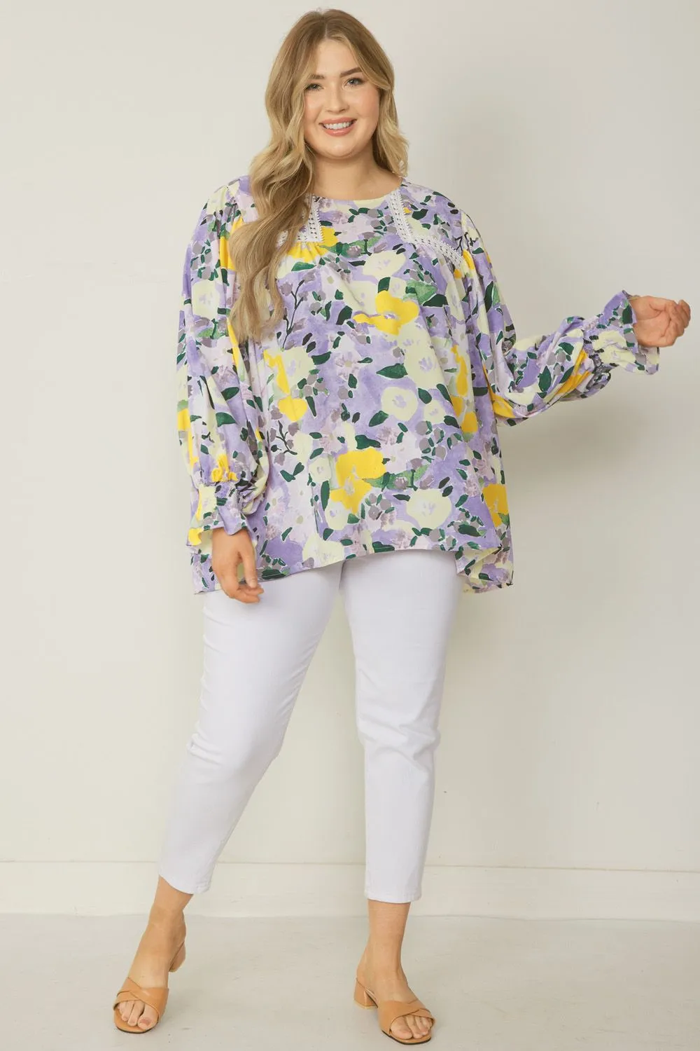 Floral Crochet Trim Blouse