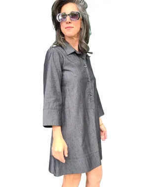 FP5183 Black Denim Flared Dress/tunic