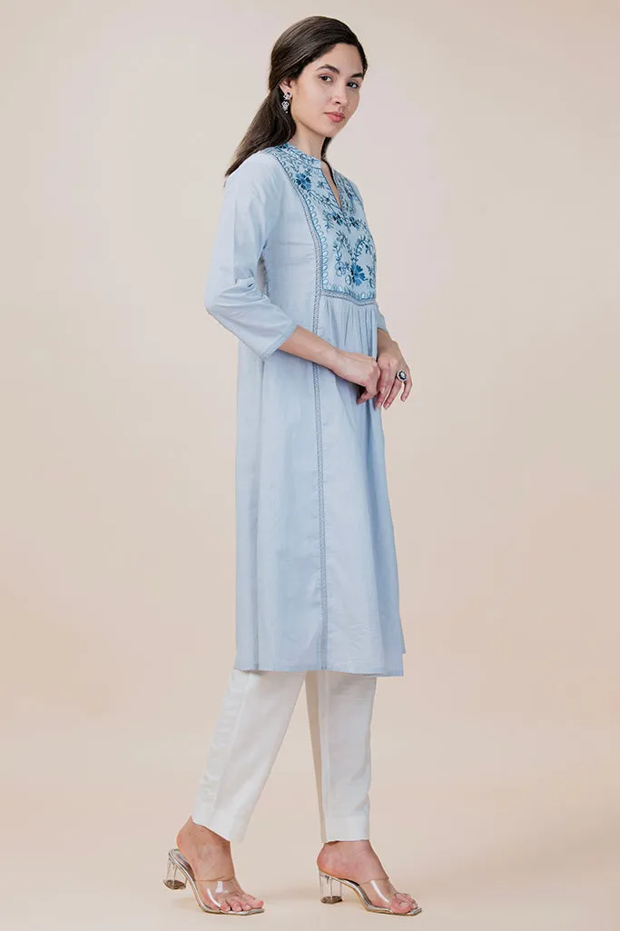 Frost Collared Long Kurta Plus Size