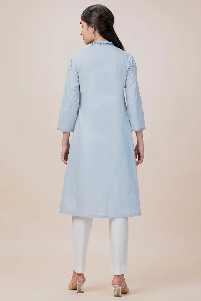 Frost Collared Long Kurta Plus Size