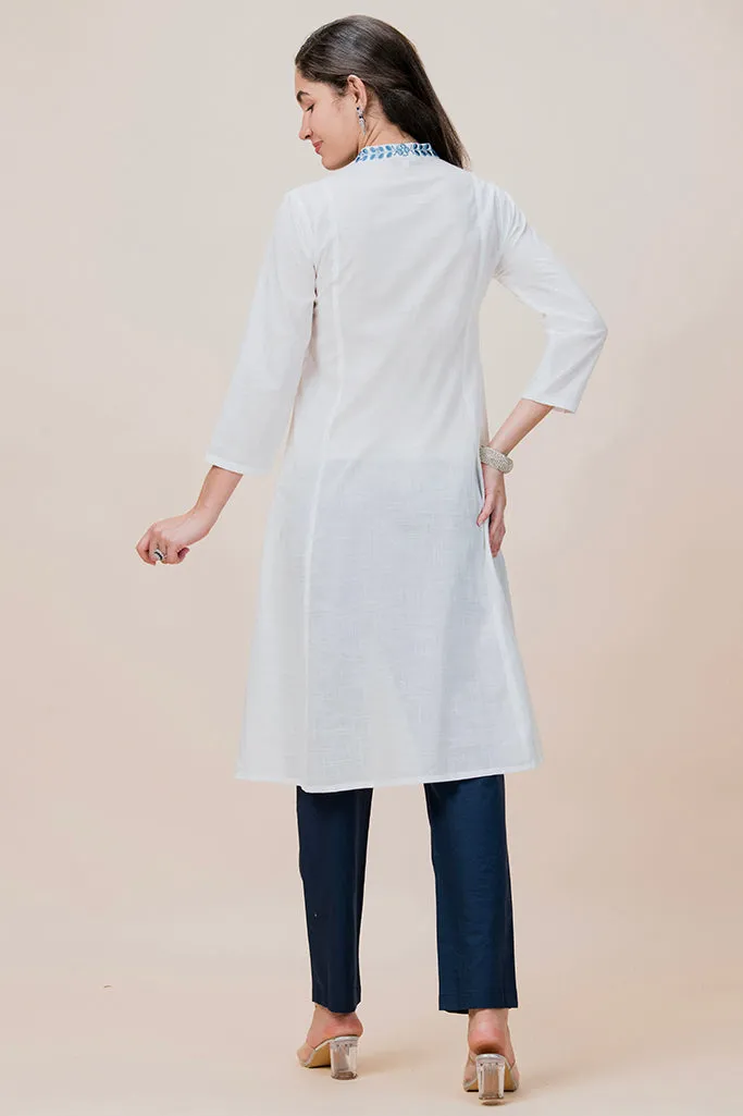 Frost Collared Long Kurta Plus Size