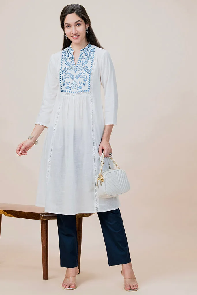 Frost Collared Long Kurta Plus Size