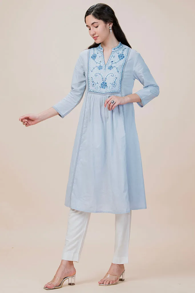 Frost Collared Long Kurta Plus Size