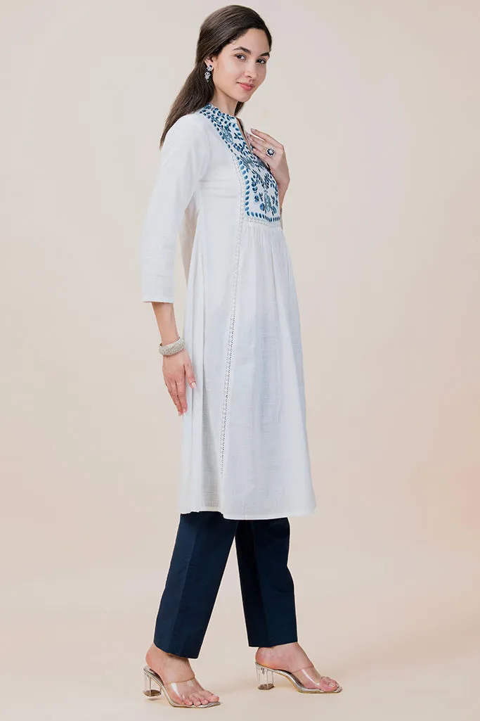 Frost Collared Long Kurta Plus Size