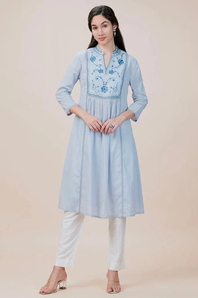 Frost Collared Long Kurta Plus Size