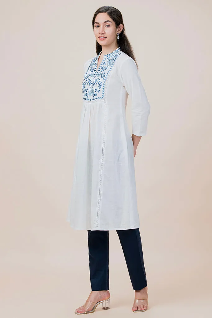 Frost Collared Long Kurta Plus Size