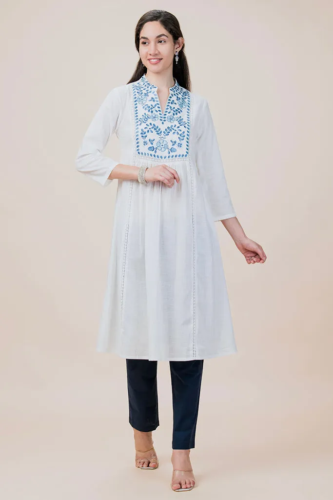 Frost Collared Long Kurta Plus Size