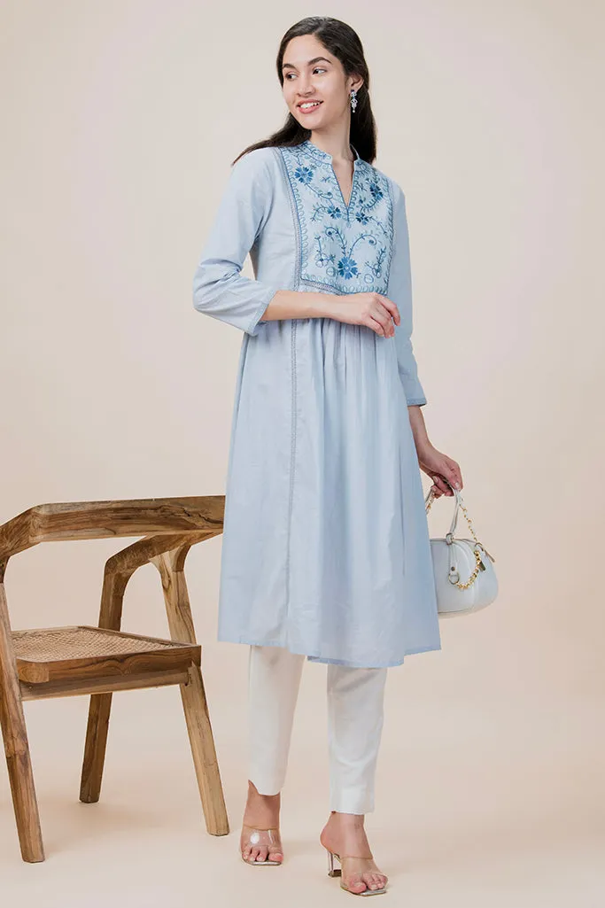 Frost Collared Long Kurta Plus Size