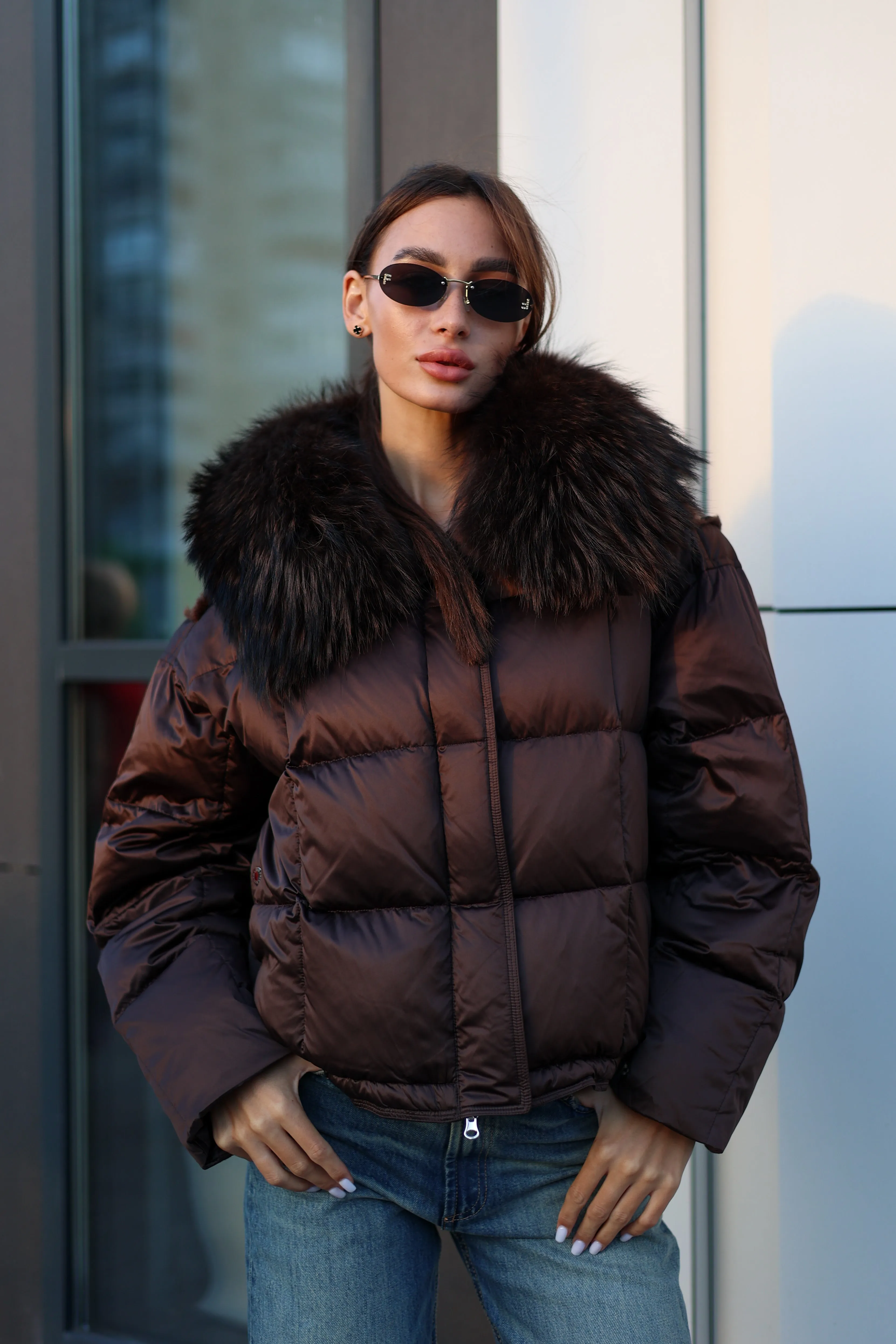 Genuine Fur Trim Down Fill Jacket