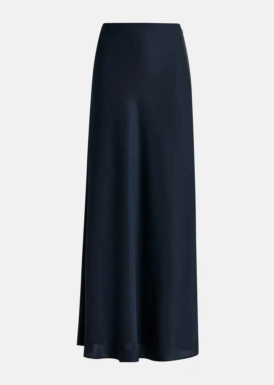 Giada Satin Maxi Skirt - Navy