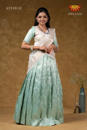 Girls Aquamarine Night Queen  Half Saree | Langa Davani