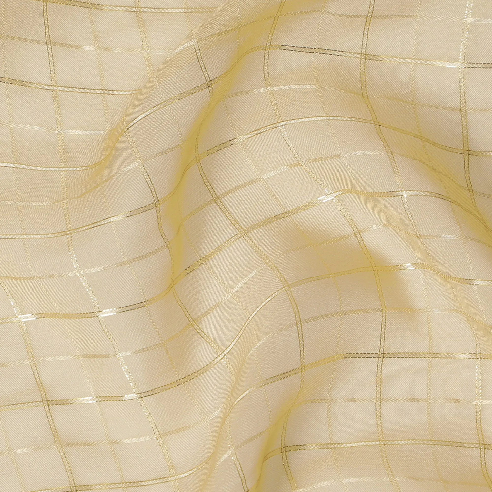 Golden Glow Silk Chiffon with Metallic Accents – Light-Diffusing Luxury Fabric-D19032