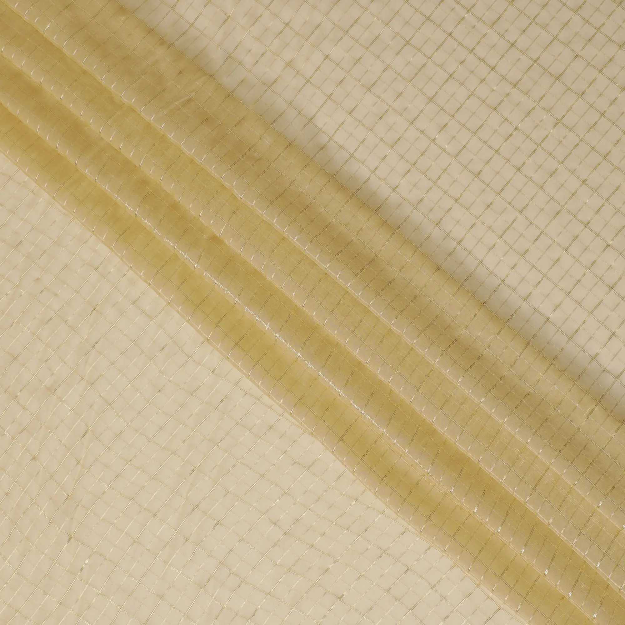 Golden Glow Silk Chiffon with Metallic Accents – Light-Diffusing Luxury Fabric-D19032