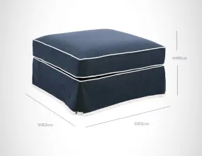 Hampton Ottoman Navy with White Piping