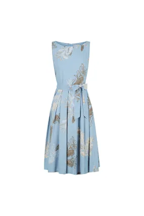 Isabella Dress - Australis Print Dusk Blue