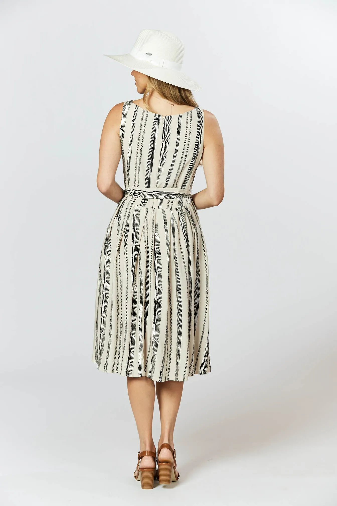 Isabella Dress - Seashell Feather Stripe