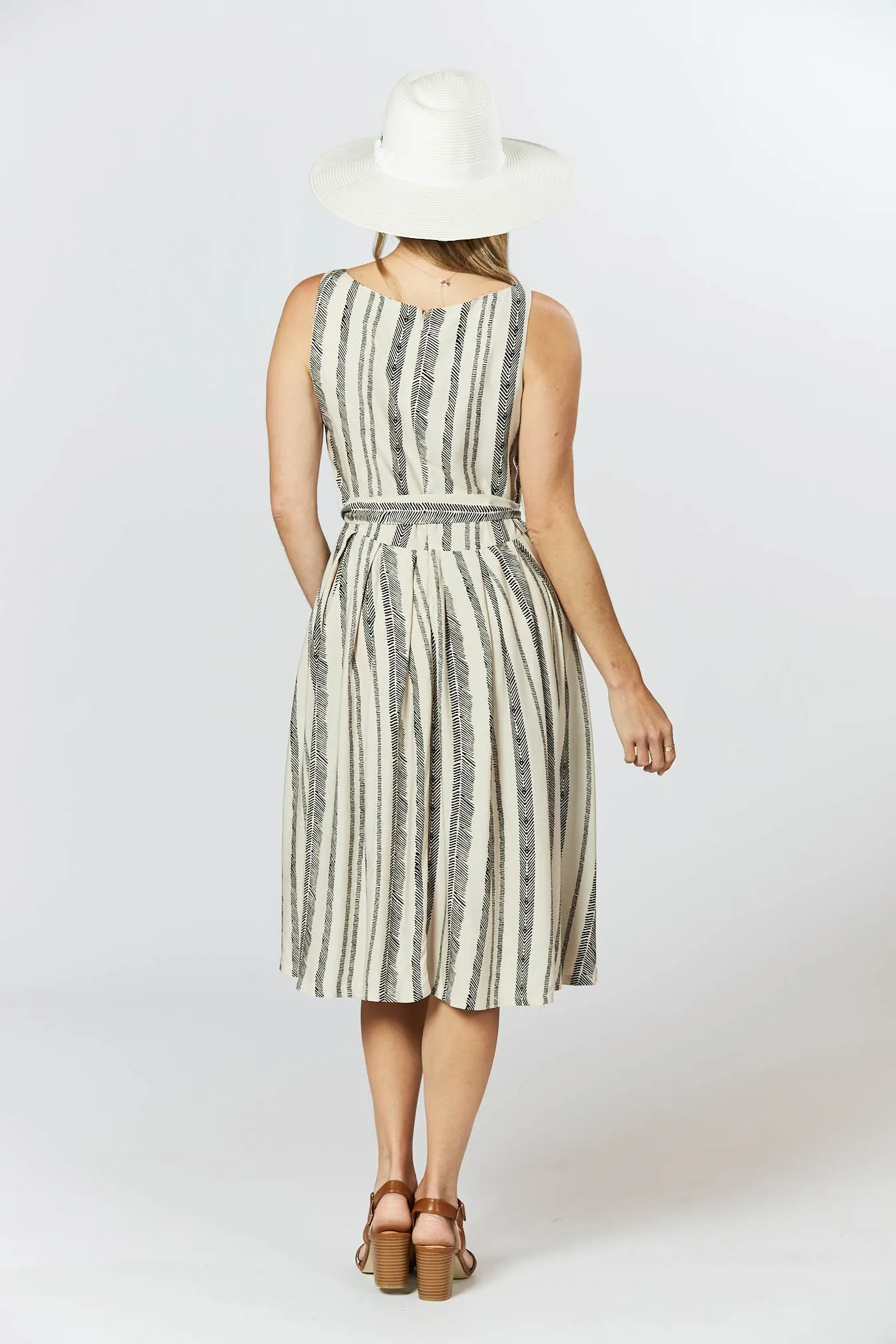 Isabella Dress - Seashell Feather Stripe