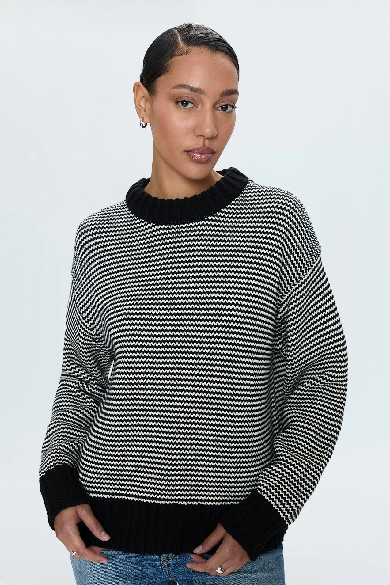 Jadine Turtleneck Sweater Midnight Stripe