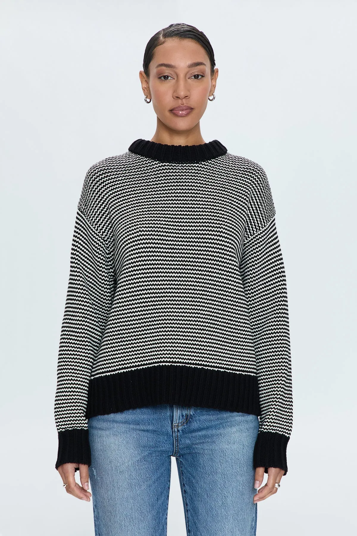 Jadine Turtleneck Sweater Midnight Stripe