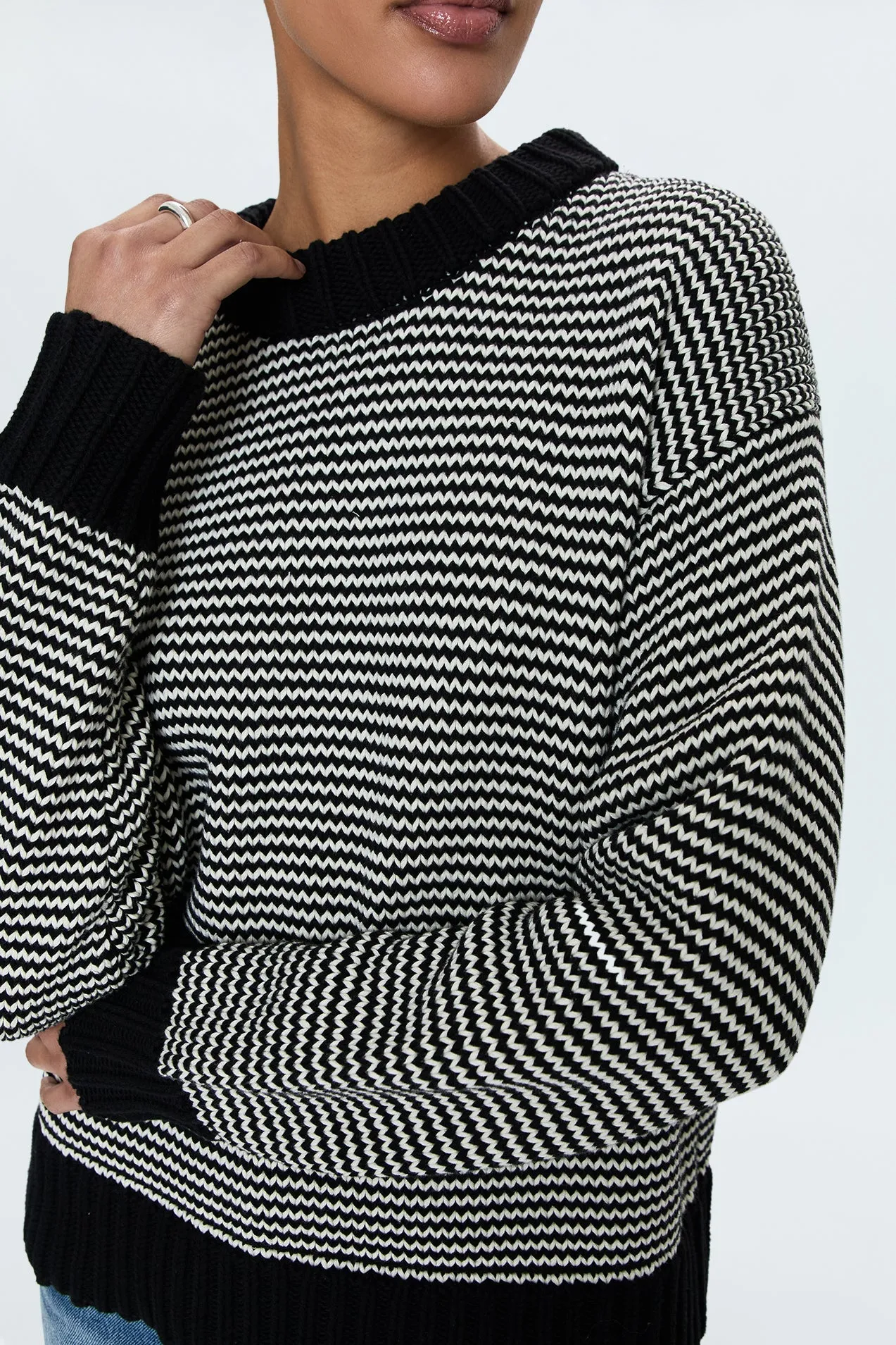 Jadine Turtleneck Sweater Midnight Stripe