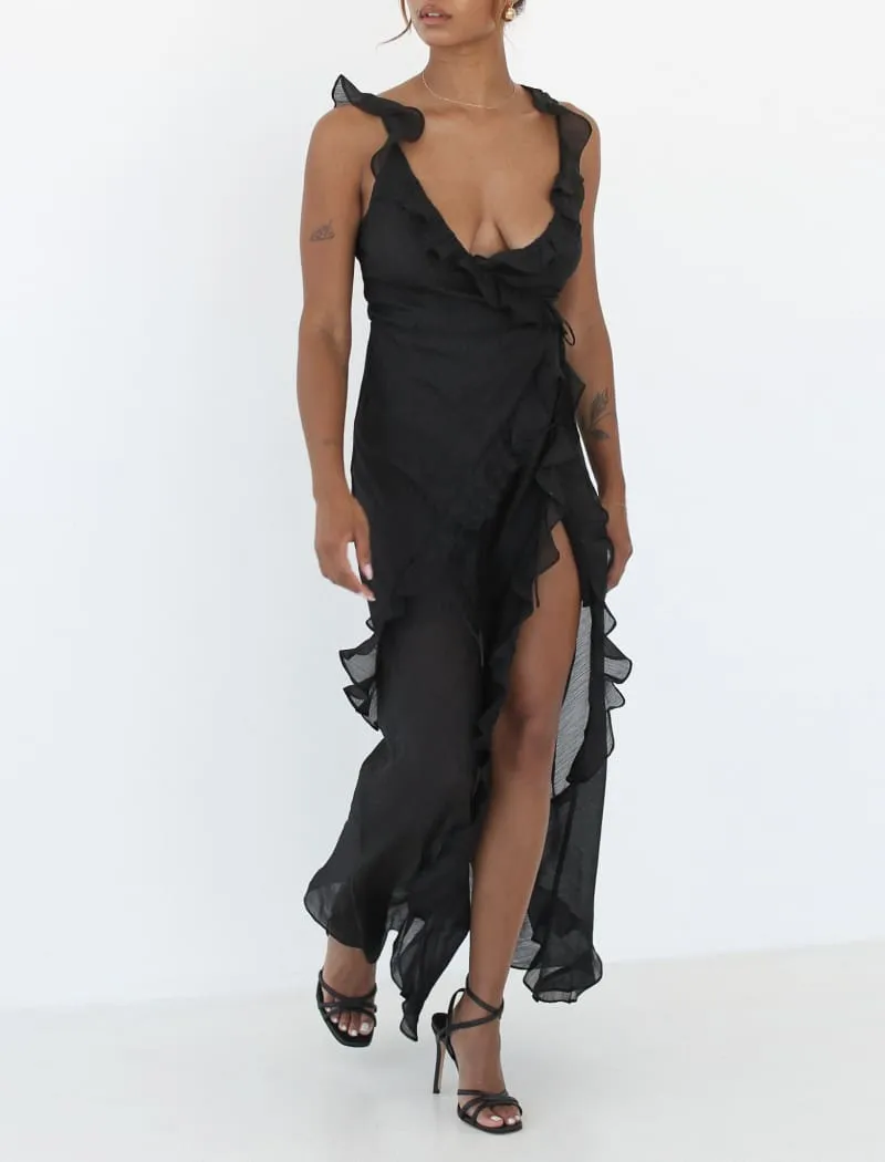 Just like Heaven Maxi Dress | Black Lurex