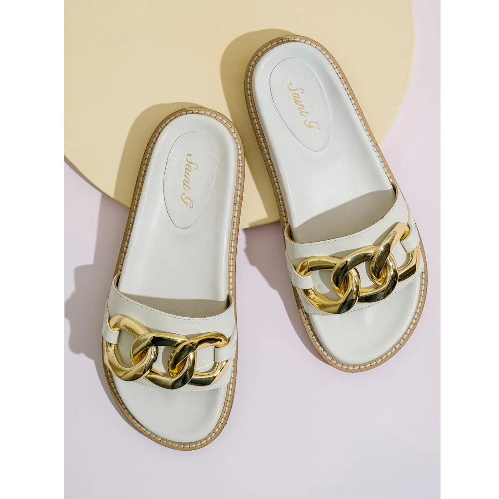 Kiera White Chain-Link Trim Slides