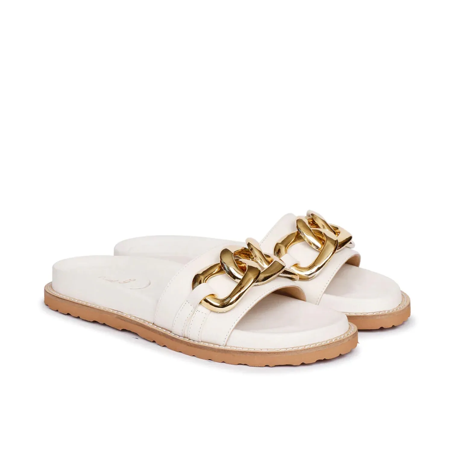 Kiera White Chain-Link Trim Slides