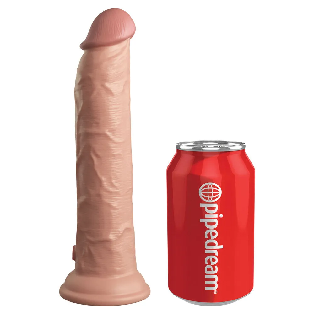 King Cock Elite!!! - 9 Inch Dual Density Vibrating Cock Dildo - Flesh Pink Coloured