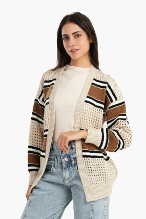 Knitted & Perforated Lounge Cardigan