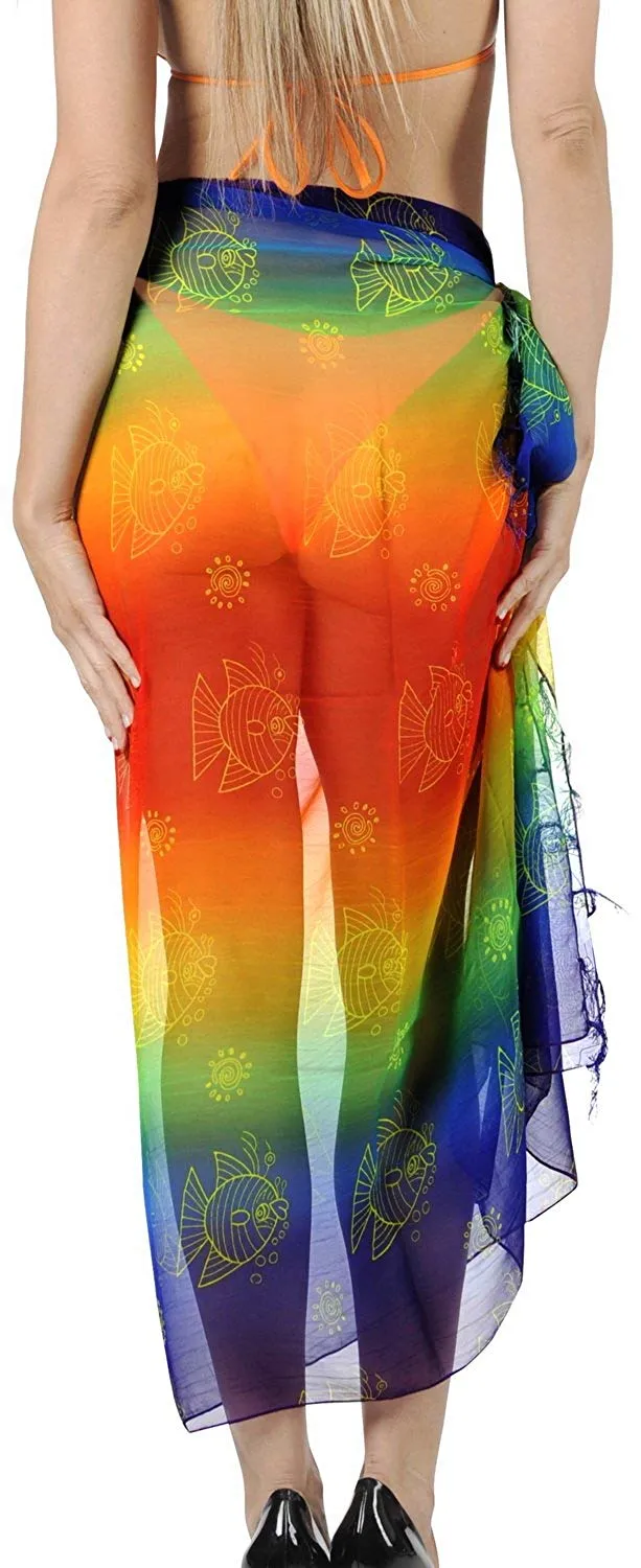 LA LEELA Beach Bikini Cover up Wrap Women Sarong Multicolor ONE Size